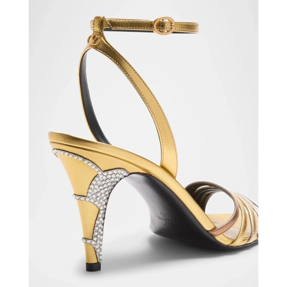 Valentino Garavani Ladycrush Metallic Crystal Embellished Ankle Strap Heel 41.5 - Picture 10 of 16